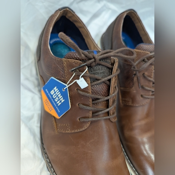 Size 11.5 Nunn Bush Circuit Plain Toe Oxford Brown Men’s Shoes Memory Foam NIB main image 15